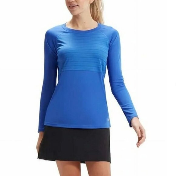 NWT Speedo Womens Performance Swim Tee Blue Size Small Ladies Summer Beach - Picture 1 of 6